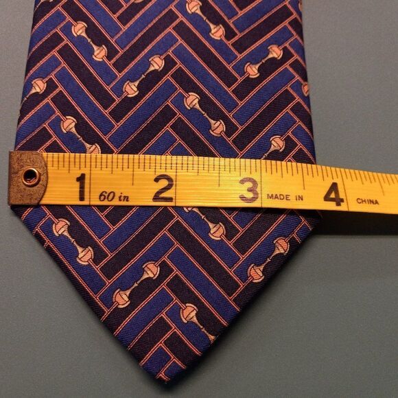 Brooks Brothers Silk Blue and Black Chevron design Tie - Picture 3 of 5
